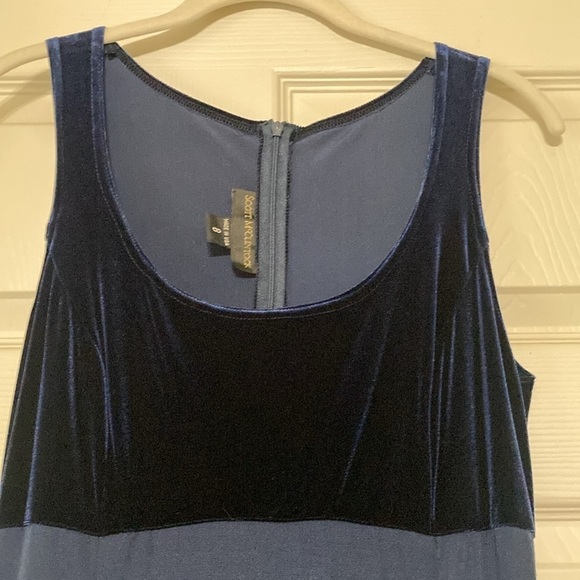 Navy velvet bodice full length dress size 8 - Picture 2 of 8